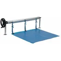Chemoform Teleskop-Aufwickelvorrichtung für Pool-Abdeckung,5,4 - 7,1 Meter Teleskoprohr + Gestell Festinstallation 32 cm Höhe
