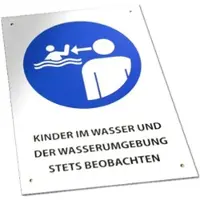 Behncke Warnschild "Kinder im Wasser und der Wasserumgebung stets beobachten" DIN EN 16713,Warnschild "Kinder im Wasser"