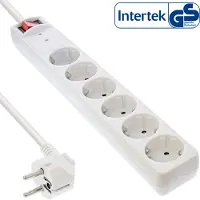 InLine Steckdosenleiste, 6-fach Schutzkontakt, mit ÜSS, weiß, 1,5 m, Drinnen, Typ F, Abgewinkelt, 1,5 mm², Weiß