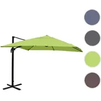 Mendler Gastronomie-Ampelschirm HWC-A96, 3x3m (Ø4,24m) Polyester Alu/Stahl 23kg grün ohne Ständer
