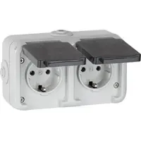 Peha Aufputz-Steckdose, IP44, Schuko, waagerecht, grau D 6632 WAB - 2-fach
