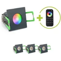 Longlife LED Einbaustrahler Mini Livorno eckig 3W RGBW IP65 - Farbe: anthrazit RAL 7016 - Anz...