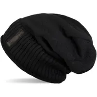 StyleBREAKER Strickmütze "Feinstrick Beanie mit Teddyfleece", Herren, schwarz, 100% Viskose CV., Modisch, Mützen Strickmütze
