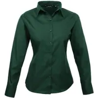 Premier Workwear Cotton Classics Popeline Bluse langarm 39.0300 Gr. 2XS bottle