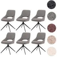 Mendler 6er-Set Esszimmerstuhl HWC-N73, Küchenstuhl, drehbar Auto-Return, Stoff/Textil Boucle (540g/m²) grau