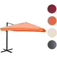 Mendler Gastronomie-Ampelschirm HWC-A96, 3,5x3,5m (Ø4,95m) Polyester/Alu 25kg Flap, terracotta ohne Ständer, drehbar