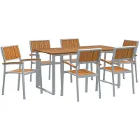 vidaXL Garten Essgruppe 7 stk. Grau Massivholz Akazie