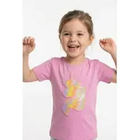 Blue Seven T-Shirt , Mädchen, Gr. 116, rosa (azalee), Single Jersey, Obermaterial: 100% Baumwolle, bedruckt, unifarben, normal, Rundhals, Shirts T-Shirt, mit süßem Einhorn-Motiv