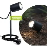 Longlife LED Gartenstrahler mit Erdspieß rund schwarz - Größe: Kurz LED Modul - Lichtfarbe: n...