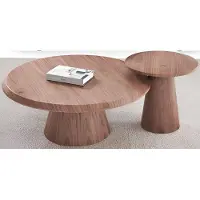 AEA Braunes Wohnzimmer-Set – Runder Couchtisch, Beistelltisch aus Holz