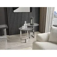 AEA Gruppe Beistelltisch Tisch Couchtisch Wohnzimmer Edelstahl Silber Set