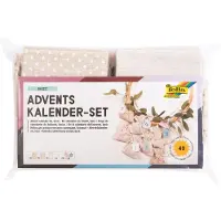 Merkloos Adventskalender Stoffbeutel Säckchen - Stoff - 10 x 13 cm - 24 Stück - Naturfarben