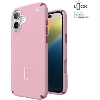Speck Presidio2 Pro ClickLock & MagSafe - Etui iPhone 16 Plus (Mittwoch Rosa / Boysenberry Lila / Weiß)