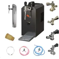 Ich-zapfe Untertheken Komplett Set - Zapfanlage, Bierzapfanlage JET 30K Bierkoffer mit Luftpumpe Durchlaufkühler 1-leitig Trockenkühler, bis zu 35 Liter/h, Zapfkopf:ohne