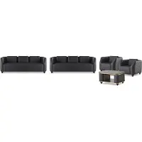 AEA Sitzmöbel 3-Sitzer Sessel Couchtisch Schwarz Braun Leder Ledersofas Set