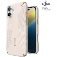 Speck Presidio2 Griff ClickLock & MagSafe - Etui iPhone 16 Plus (gebleicht Knochen / Erbstück Gold / Haselnussbraun)
