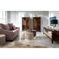 AEA Garnitur Wohnzimmer Sofa Hocker Schrank rtv Luxus Holz Sofas Sitzer Set 7tlg
