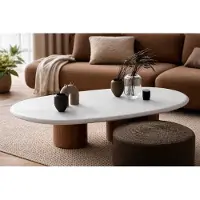 AEA Weißer Designer Couchtisch Wohnzimmer Kaffeetisch Edle Holzmöbel