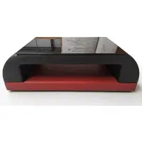 AEA Moderner Schwarzer Couchtisch Kunstleder Glas Wohnzimmer Luxus Design