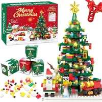 Generisch Adventskalender 2026, Weihnachtsbaum, Set aus Weihnachtsbausteinen - mit LED-Lichtern