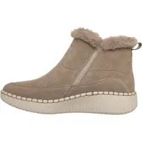 SKECHERS Winterboots "WILSHIRE BLVD-FRESH ZIP", Damen, Gr. 36, Warmfutter, beige (taupe), Veloursleder, Schuhe Winterboots, Boots mit Reißverschluss, Topseller