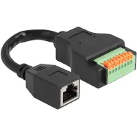 DeLOCK RJ45 Kabel Cat.5e Buchse zu Terminalblock Adapter mit Drucktaster 15 cm, 0,15 m, Cat5e, S/UTP (STP), RJ-45, 8-pin terminal block, Schwarz