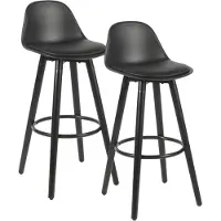 Merkloos Set aus 2 schwarzen Barhocker mit Fußstütze – Höhe 91 cm