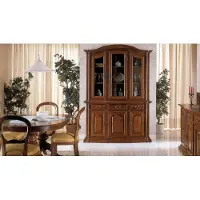 AEA Echtholz Vitrine Wohnzimmer Möbel Anrichte Massive Holz Vitrinen Glas Schrank