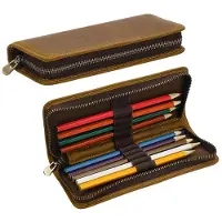 Merkloos 2 Stück Leder Etui Organizer - Vintage Stiftetui mit Reißverschluss