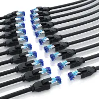 Primewire LAN-Kabel 20er Set CAT 8 Patchkabel RJ45 Netzwerkkabel 40 Gbit/s, S/FTP doppelt geschirmt, vergoldete Kontakte, abwärtskompatibel, 20 Stück, 0,25 m, schwarz