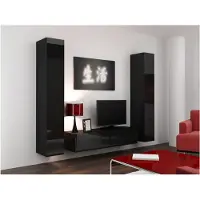 Cama RTV VIGO140 c/c, Schwarz, Partikelbord, Schwarz, Partikelbord, Laminat, Matt