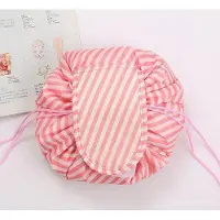OEM Tragbare Kosmetiktasche, Reisetasche, Einkaufstasche – gestreift, Pink-Weiß