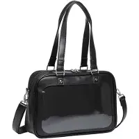 OEM Leder Crossbody-Tas mit Anschlag und abnehmbarer Riemenhalterung - 31×22×10 cm - schwarz