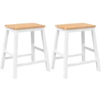 vidaXL Barstühle 2 Stk. Weiß Massivholz Gummibaum