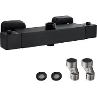 OEM Duschkopf mit 38°C Sicherheitsknop - Mischarmatur - Hochwertiges Messing - Temperaturregulierung 20-50°C - Leckstopp - Matte schwarze Oberfläche - Duscharmatur