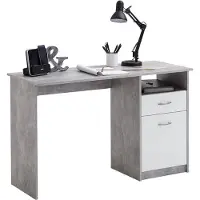 FMD Möbel FMD Schreibtisch mit 1 Schublade 123Ã50Ã76,5 cm Betongrau und Weiß