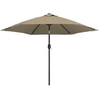 vidaXL Sonnenschirm mit LED-Leuchten und Stahlmast 300 cm Taupe