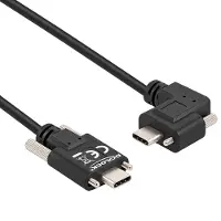 DeLOCK USB 2.0 Kabel USB Type-C Stecker mit Schrauben zu USB Type-C Stecker mit Schrauben gewinkelt links / rechts PD 3.0 60 W 5 m, 5 m, USB C, USB C, USB 2.0, 0,48 Gbit/s, Schwarz