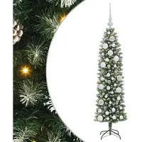 vidaXL Künstlicher schlanker Weihnachtsbaum Grün und Weiß 120 cm