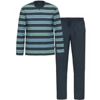 Ammann Pyjama "Herren Langarm Shirt, Lange Hose Night & Relax", Herren, Gr. M, blau (dunkelblau), Homewear-Sets Pyjama