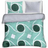 Cotton World Baumwolle World Flanell Bettwäsche Set Grün-grau Abstrakt 200x220