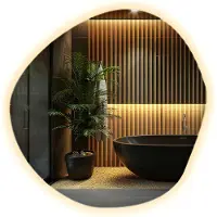 Drukarnia Piga Bad Wandspiegel LED unregelmäßig 95,7 x 96,6 cm – Design Spiegel mit Licht warmweiß 3000K modern Badezimmer