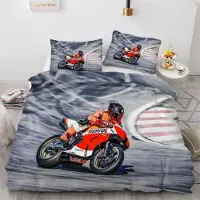 Sonstiges Bettwäsche-Set Motocross 220x240 cm 3-teilig Mikrofaser Wendebettwäsche mit Reißverschluss 3D Motiv