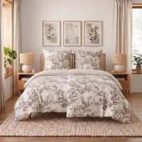 Buymax Wendebettwäsche 135x200 cm 4-teilig (2x Bettbezüge 135x200 cm + 2x Kissenbezüge 80x80 cm), PolyBaumwolle Blumen Beige