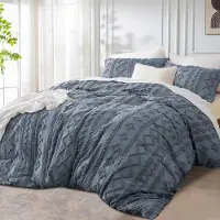 Sonstiges Bettwäsche Set 220x240cm Grau Dunkelgrau Boho Vintage Geometrisch Wendebettbezug mit Reißverschluss und 2 Kissenbezügen 80x80cm