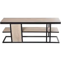 OEM TV-Tisch Holz/Metall Schwarz/Eiche 120x30x46 cm