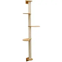 Eyepower 175 cm Wandkratzbaum mit 3 Plateaus für Katzen - Sisal Kratzbaum zur Wandmontage