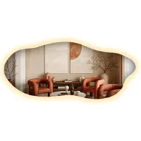 Drukarnia Piga LED Lichtspiegel Unregelmäßig 80x35 cm – Moderner Wandspiegel mit Designform für Bad und Wohnbereich, Badezimmer Spiegel, LED Beleuchtung