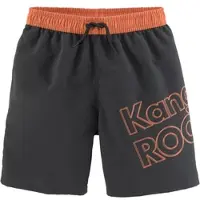 Kangaroos Badeshorts "Adams Kids", Kinder, Gr. 134/140, N-Gr, orange (schwarz, orange), Microfaser, Polyester, unifarben mit Farbeinsatz, Badehosen Badeshorts, im Colorblocking-Design