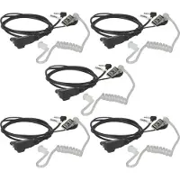 VHBW 5x Headset kompatibel mit Motorola T5320, T5300, T5100, T5000AA, T5200, T5146, T5412, T5410, T5420, T5400 Funkgerät - schwarz, Akustikschlauch
